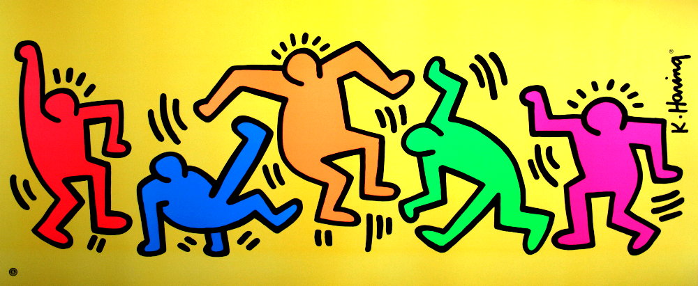 【良品】Keith Haring（キースへリング）Dancing Dogs（ダンシングドッグス）,1982 ドイツ製シルクスクリーンポスター グラフィック